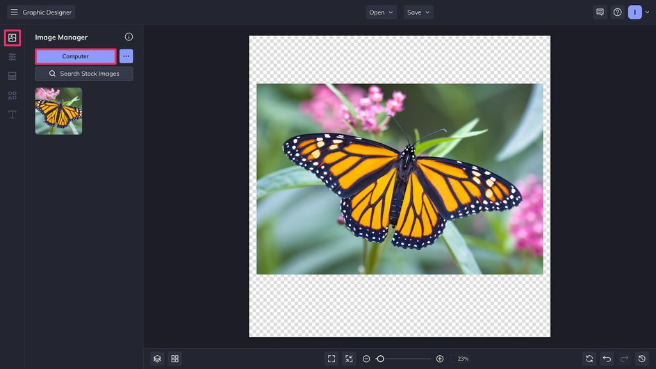 Add photo to blank canvas