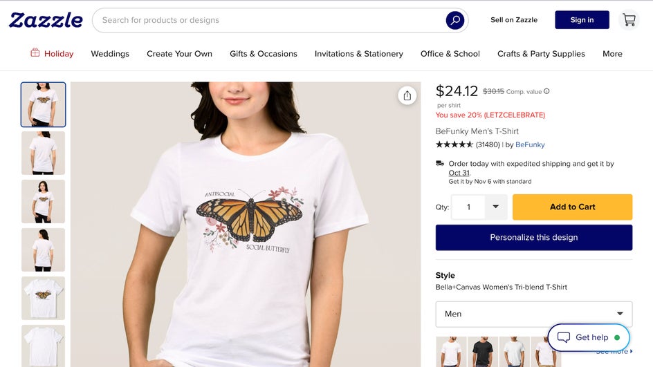 Zazzle Men's t-shirt design with mockup