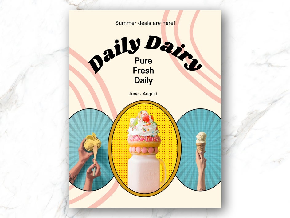 Final pop art design created for ice cream shop promotion