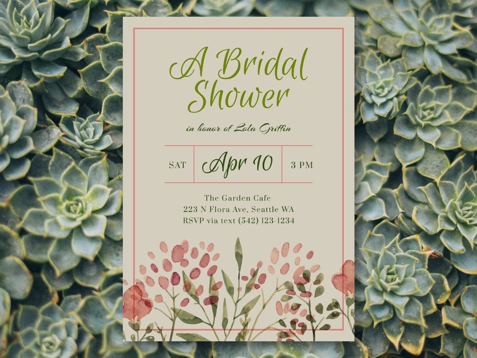 Cactus and floral bridal shower design