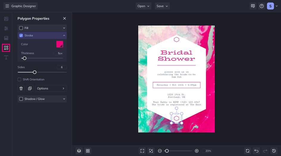 Graphics tab highlighted to change graphic colors and properties