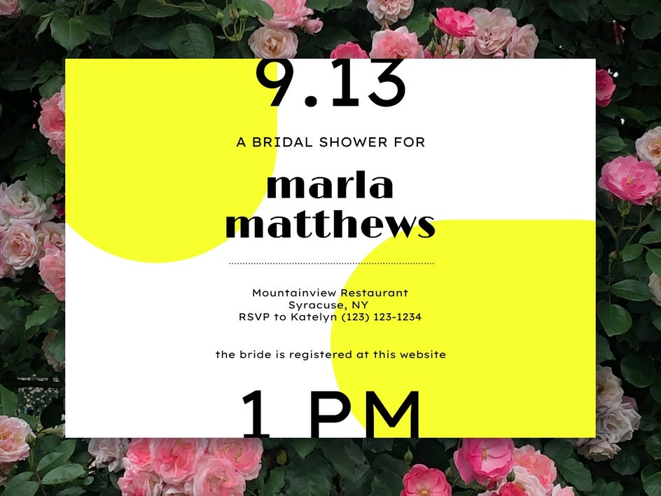 Modern bridal party invitation with graphics and bold font