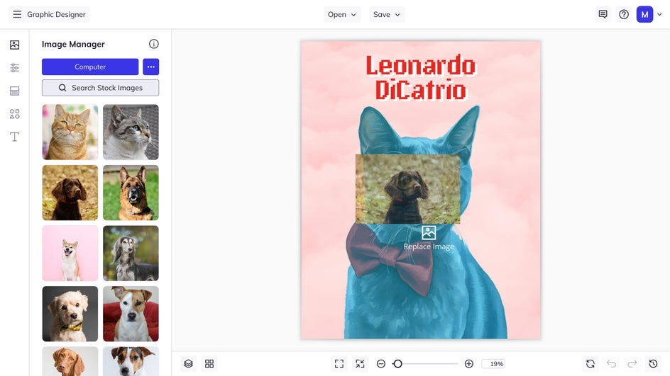 Drag and drop photo of pet into Smart Template