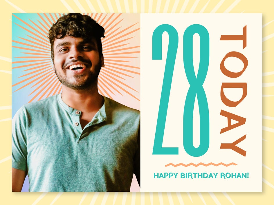 Birthday card after applying edits to photo