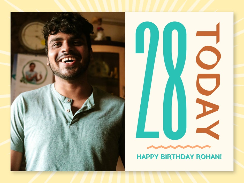 Birthday card before adding edits to photo