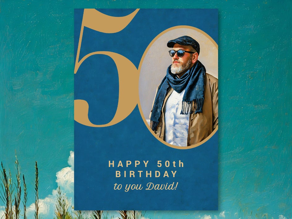 Oil Painting effect 50th birthday card