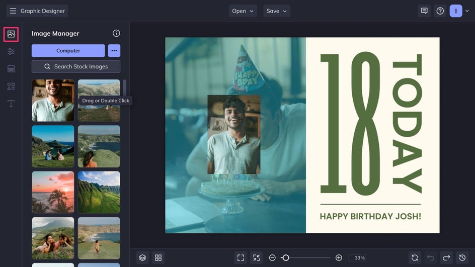 Image Manager highlighted to add to Designer template