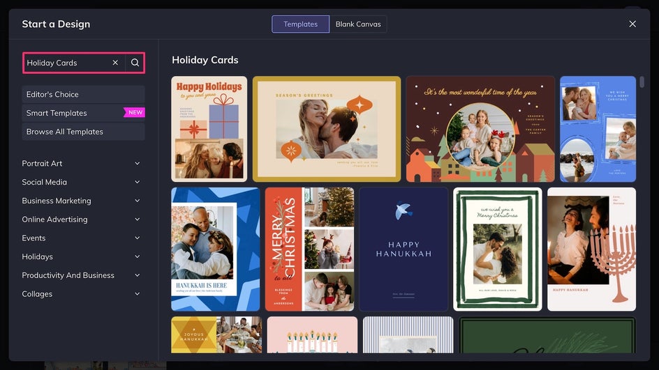 Holiday cards category in Graphic Designer
