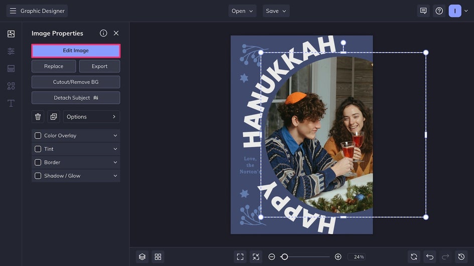Edit Image from Image Properties menu to open Photo Editor