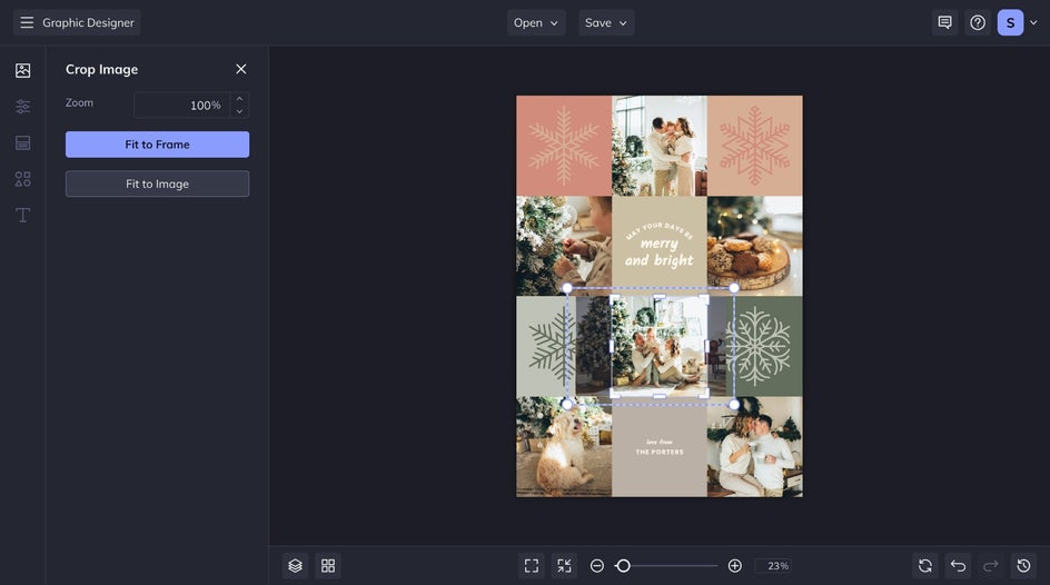 Crop Image menu of image positioning