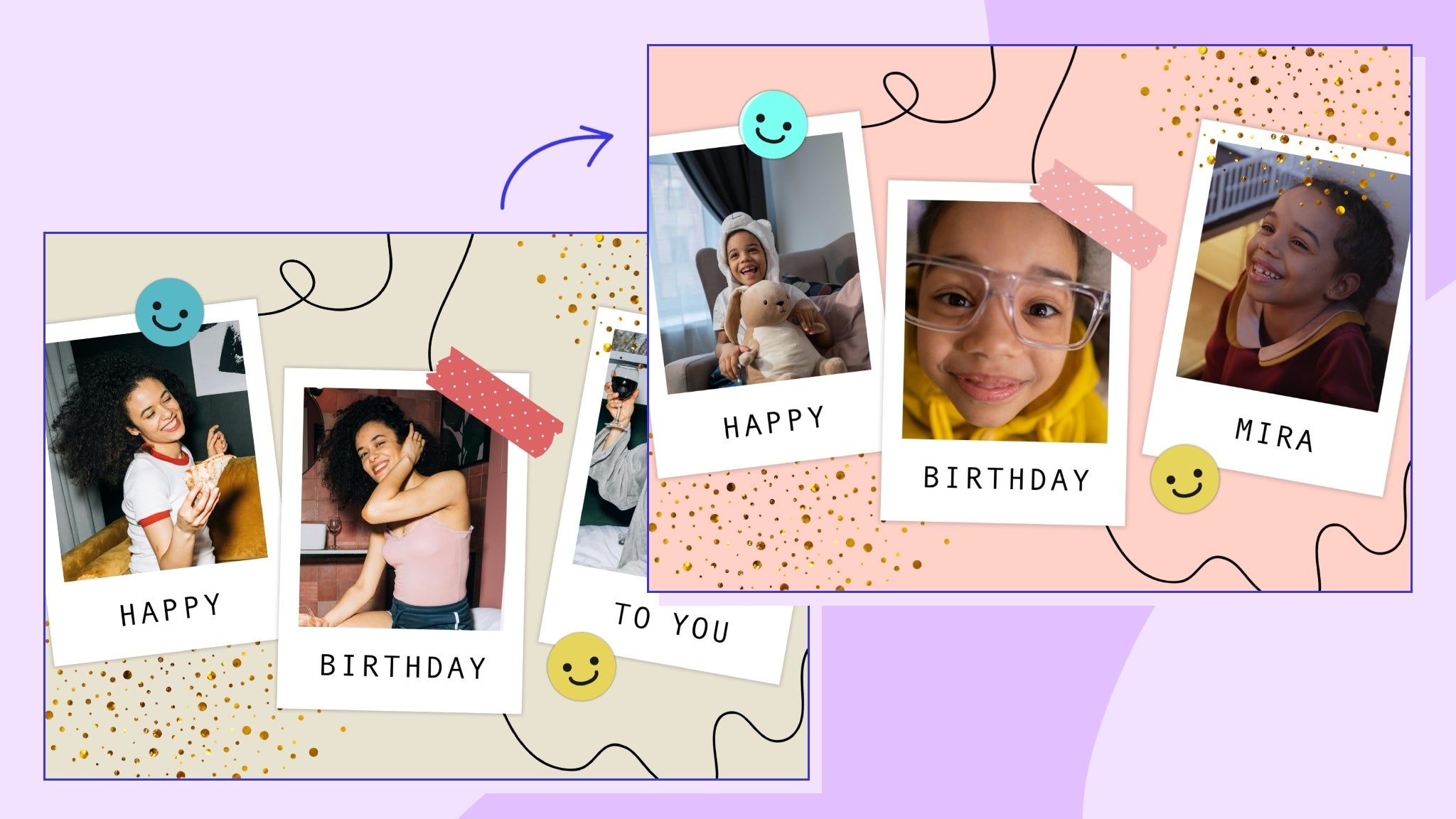 Customize graphic design templates before and after example featured