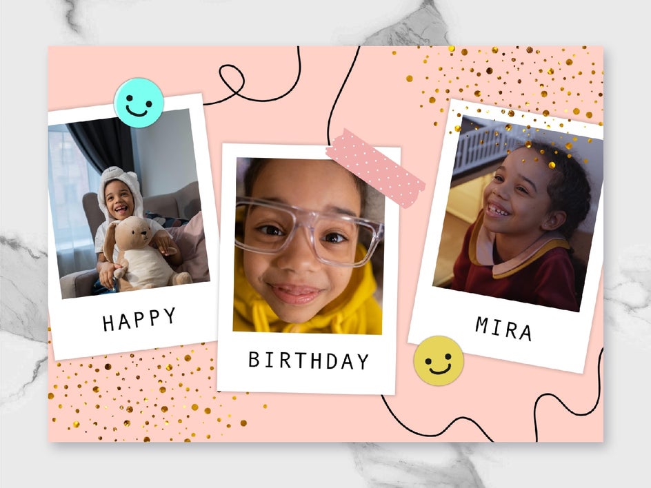 Same card customized for little girl