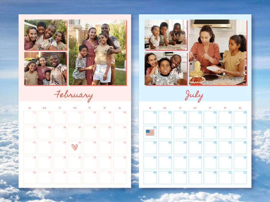 Family calendar design mockup for print