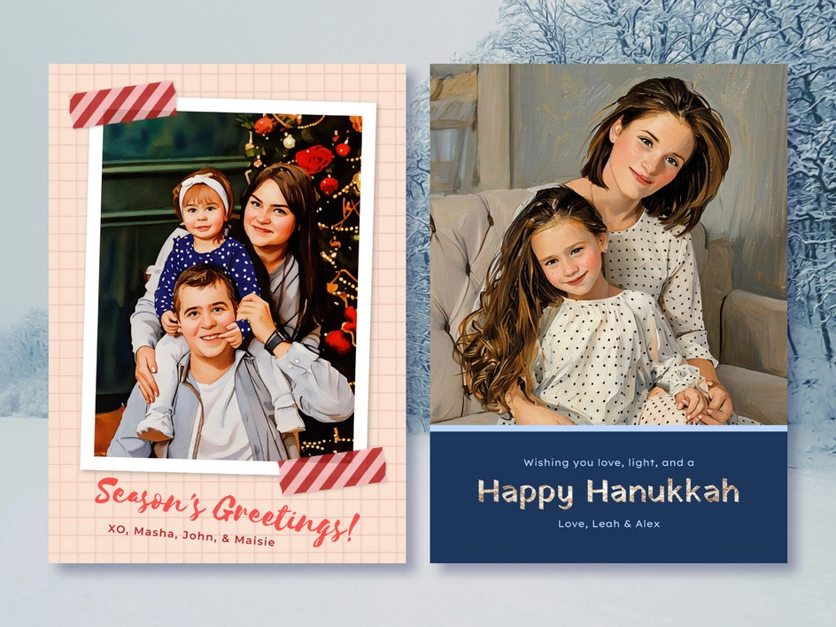 Artistic family portrait holiday cards
