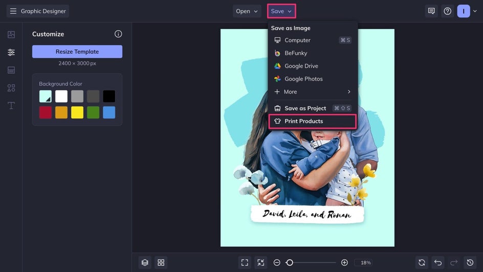 Save and print highlighted for family portrait art