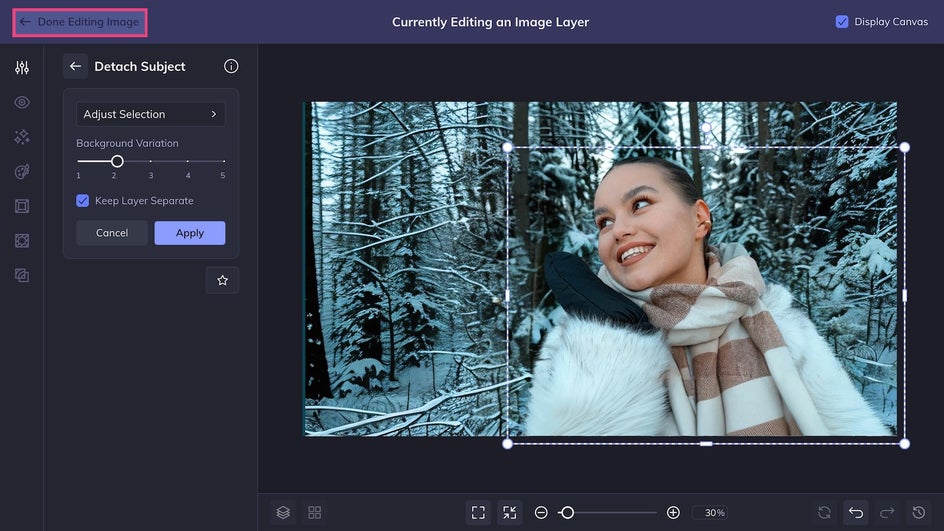 Done editing image layer