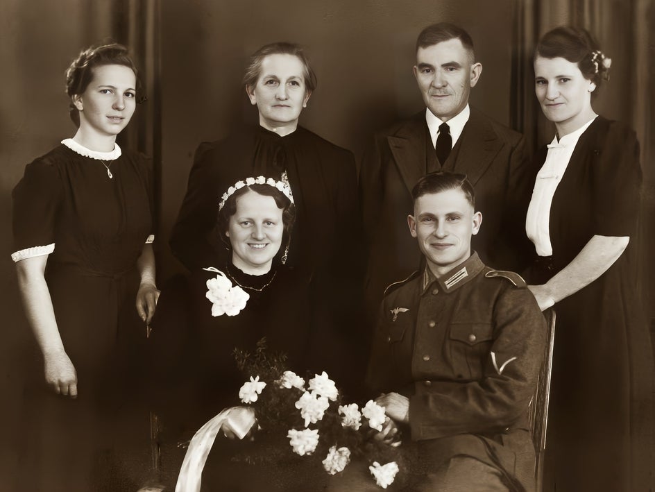 Old family portrait restored with AI