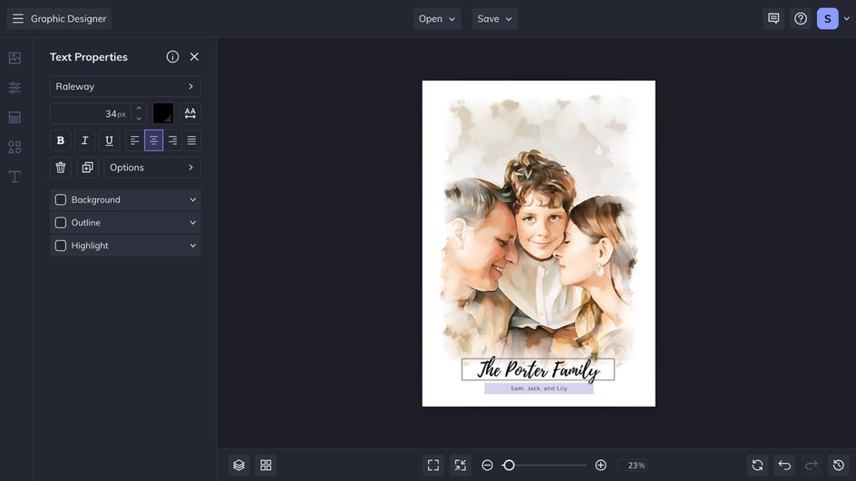 Customize the text of smart family portrait art