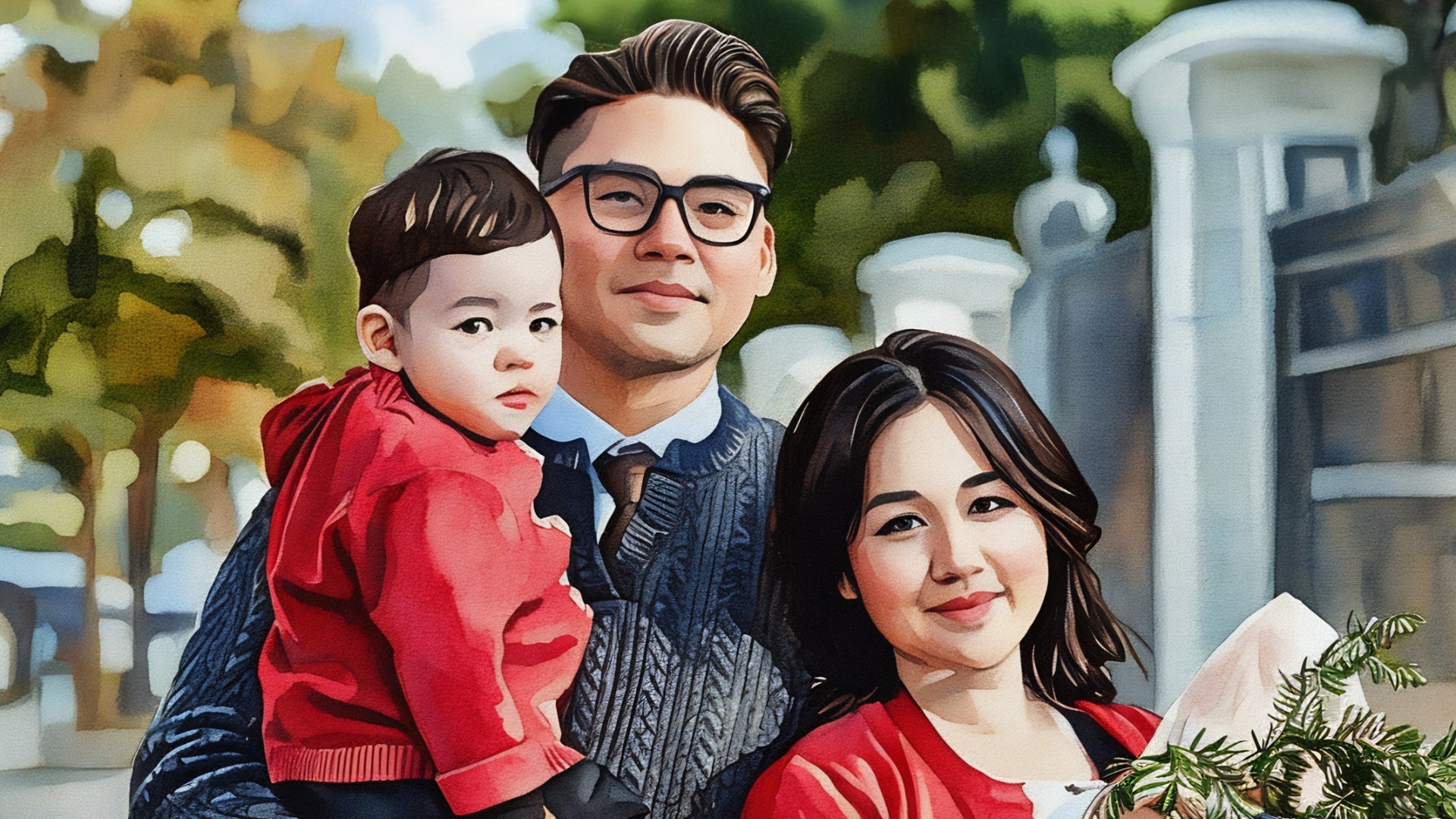 Watercolor family portrait featured image