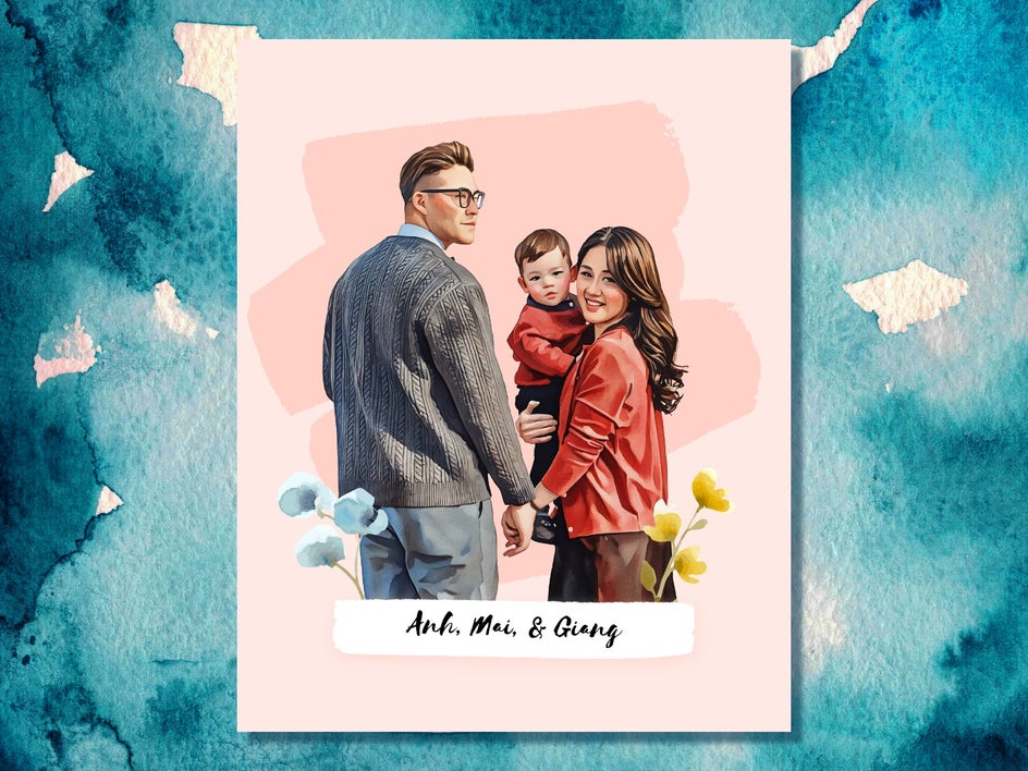 Watercolor family portrait final results