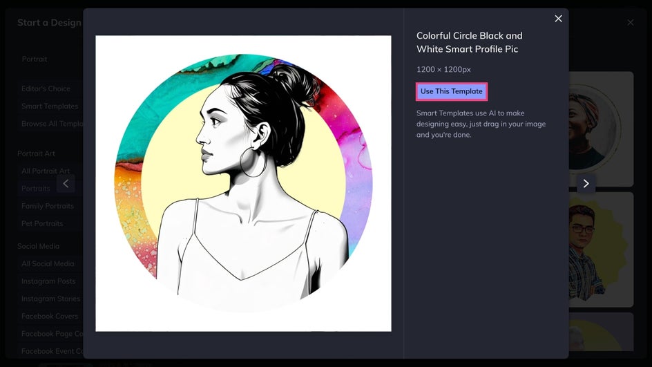 Use this portrait art template