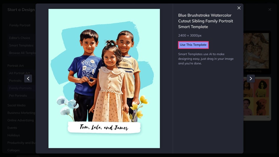 Use this Smart Template watercolor effect