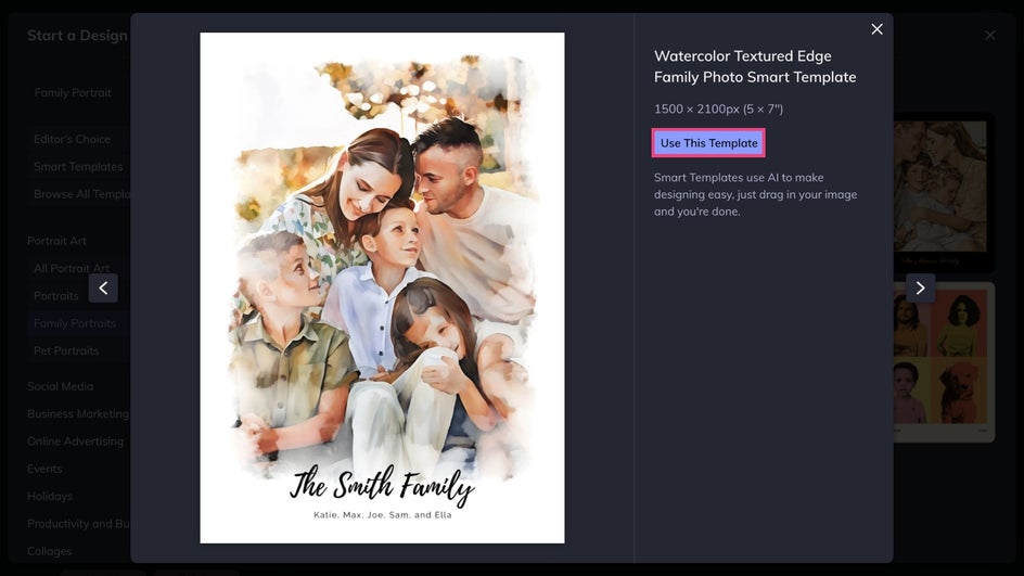 watercolor family portrait template