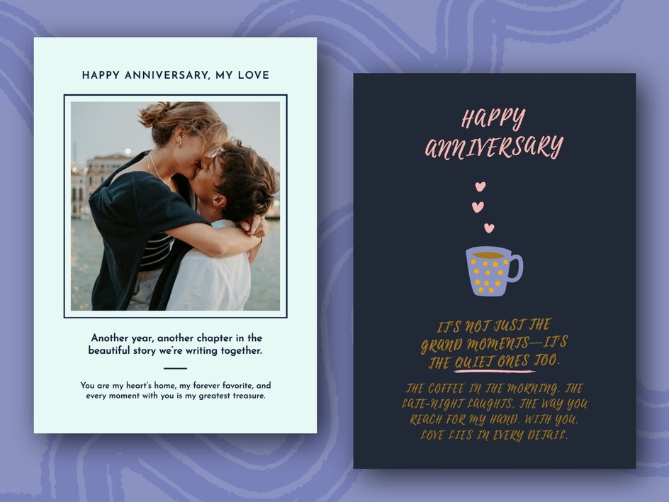 Anniversary card templates for a new relationship.