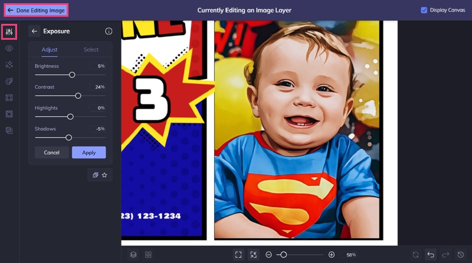 Adjusting image exposure.