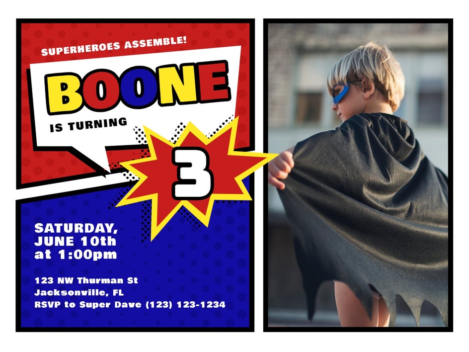 Birthday invitation before photo edits.