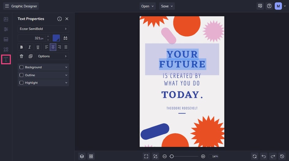 Editing text for a motivational poster for your classroom.