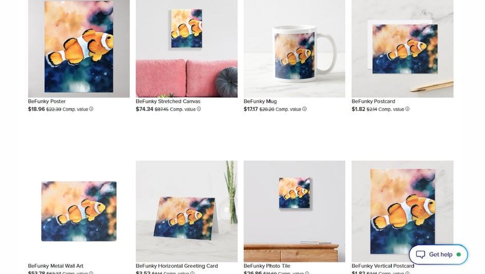 Printing watercolor photo on products in Zazzle.