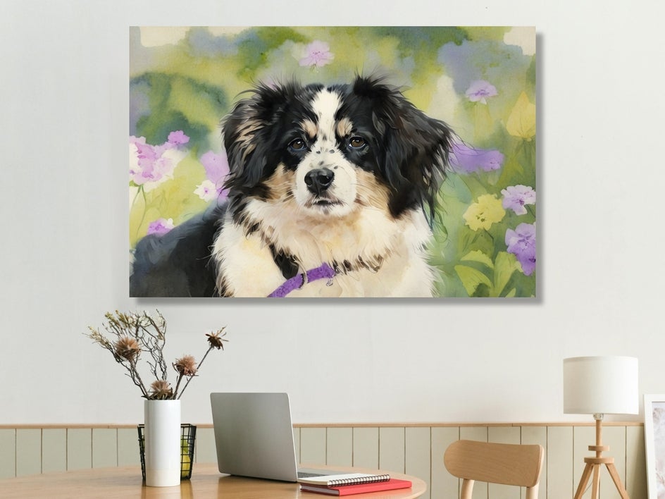 Watercolor pet portrait in BeFunky turned into canvas print.