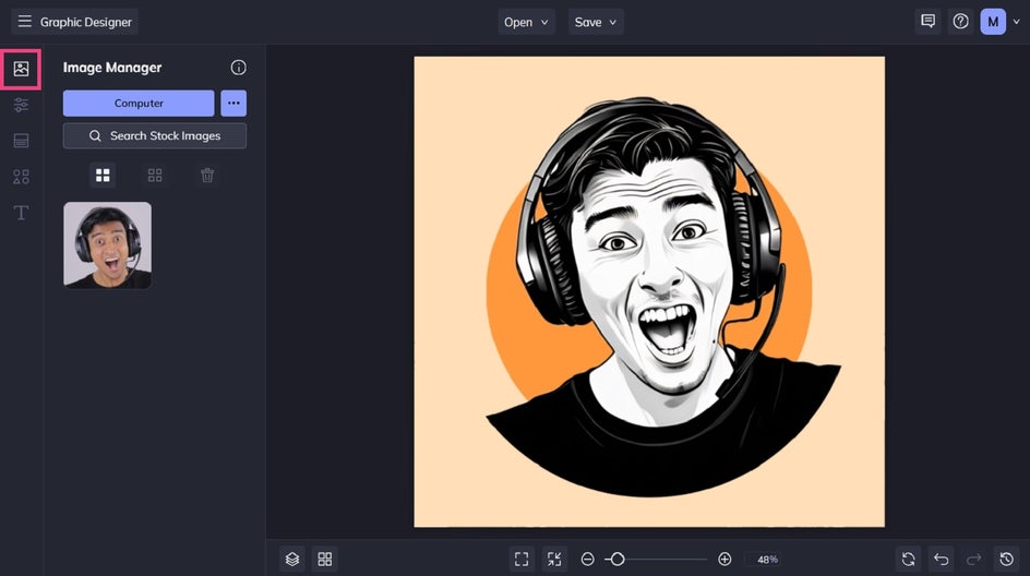 Adding your own image to BeFunky Smart Template.