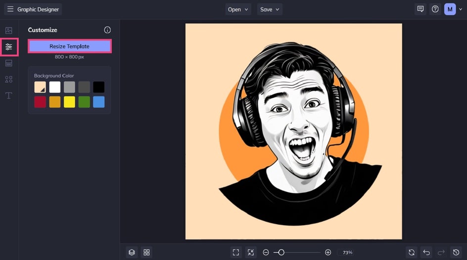Resizing Smart Template in BeFunky
