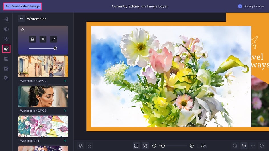 Adding a watercolor effect to a Twitter banner photo.