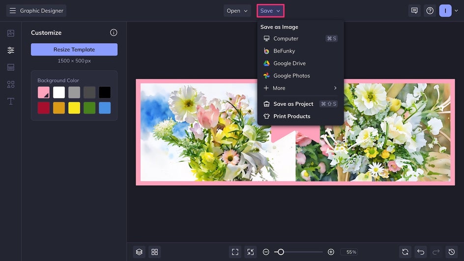 Saving custom Twitter header design.
