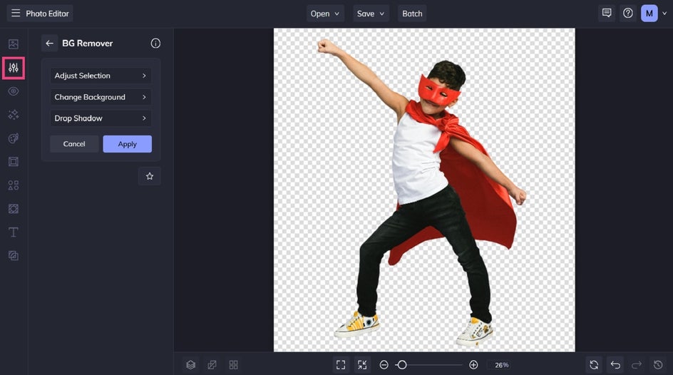 Using the Background Remover tool to create custom superhero bunting.