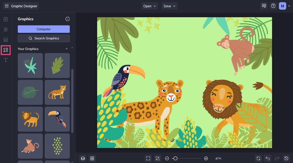 Creating a custom photo wall backdrop using graphics in BeFunky.