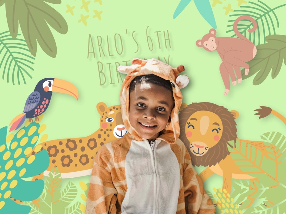 DIY jungle photo wall backdrop made in BeFunky