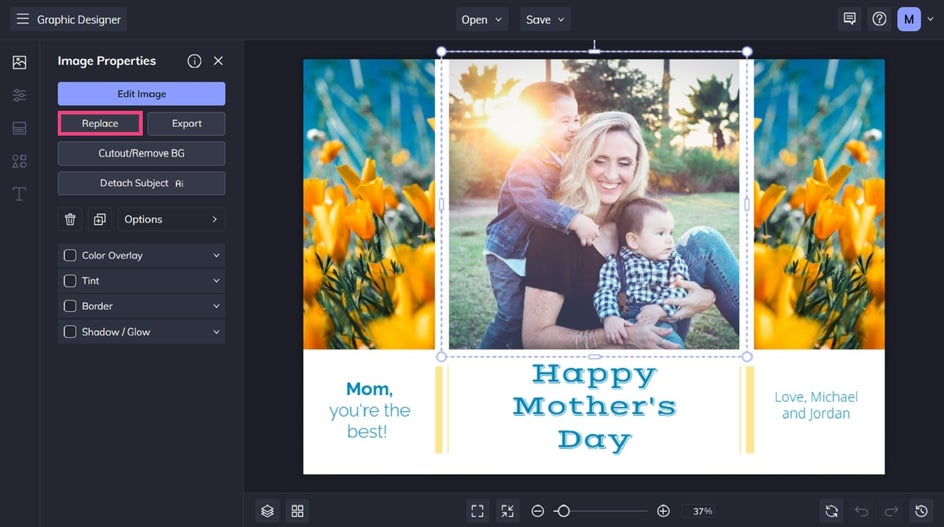 Swapping in your own photo to a mother