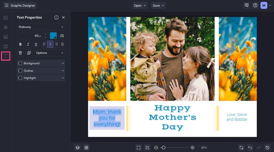 Editing the text in a mother