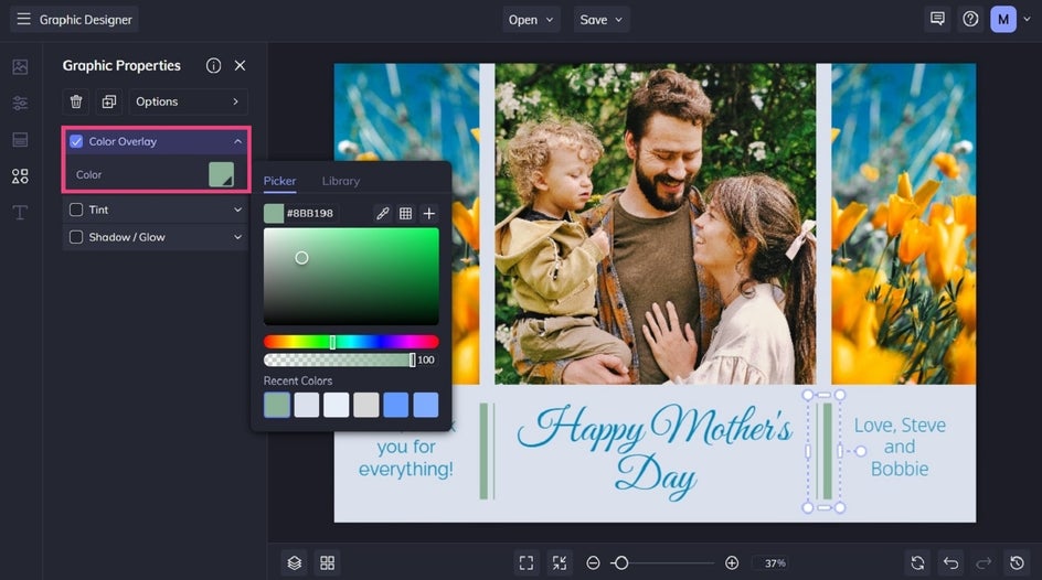 Changing the color of graphics on a mother