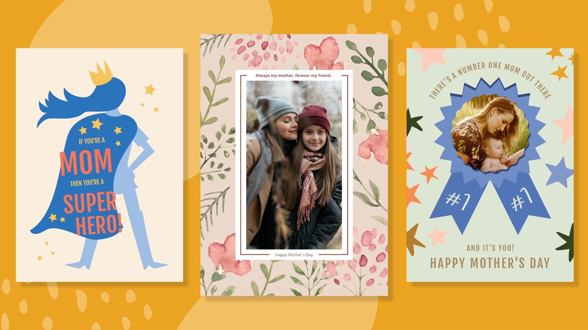 DIY Mother's Day cards created using BeFunky's Card Maker.