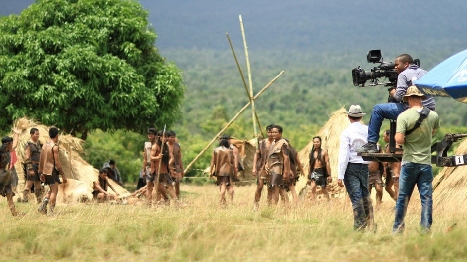 Movie set virtual meeting background.