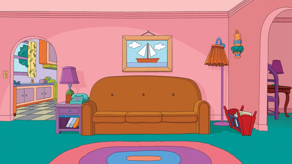 Funny Simpsons couch virtual meeting background.