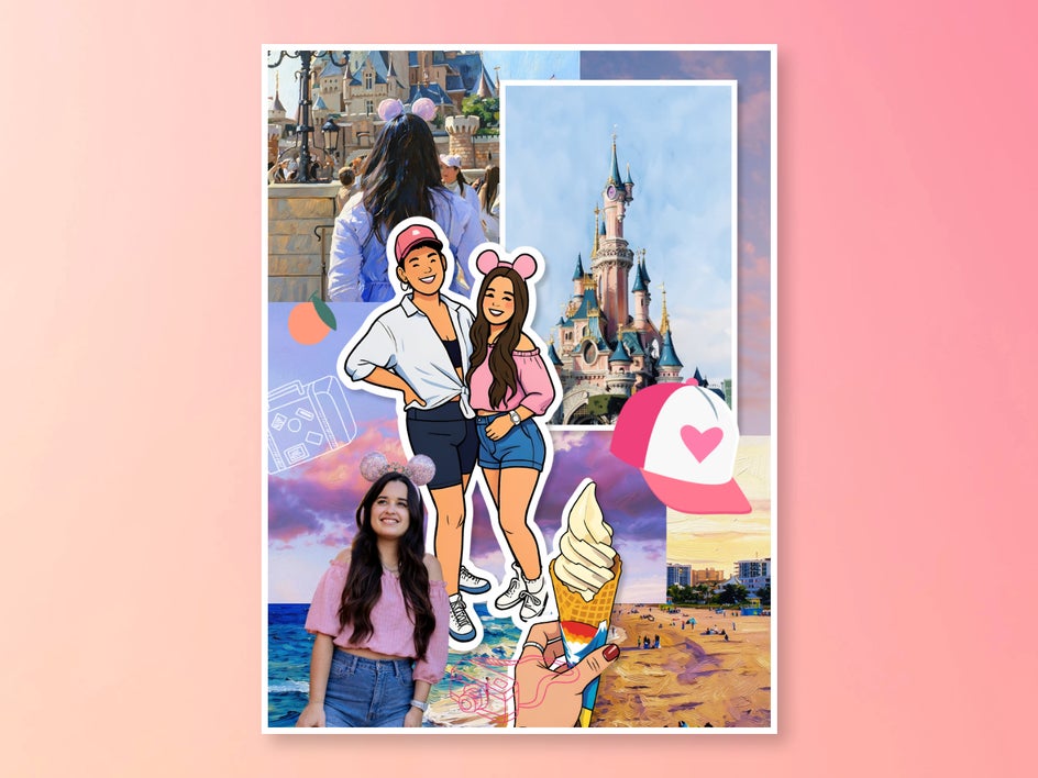 Mixed media collage designed with Sticker Art effect