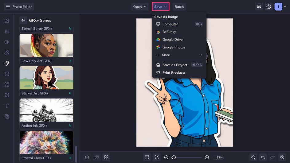save final Sticker Art effect after