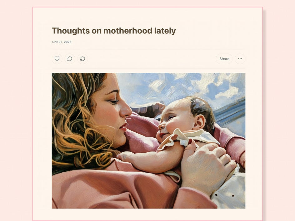 Substack preview image mother and child with Oil Painting effect applied