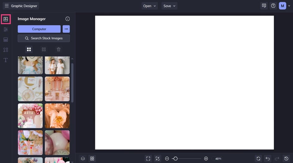 Uploading images to Image Manager in Graphic Designer